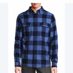 NWT George Men's Super Soft Blue Flannel Button Down Size XL